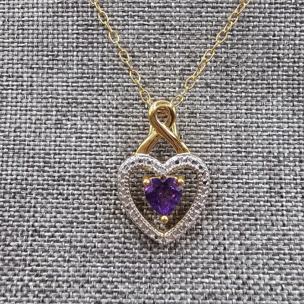 Purple Crystal Open Heart Ring Gold Tone Romantic PAJ Prime Art & Jewel 18